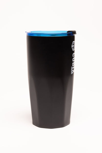 Cubix Outdoors 20oz Steel Insulated Tumbler with Dual - Function Lid - Charcoal w/ Blue Lid - Angler's Pro Tackle & Outdoors