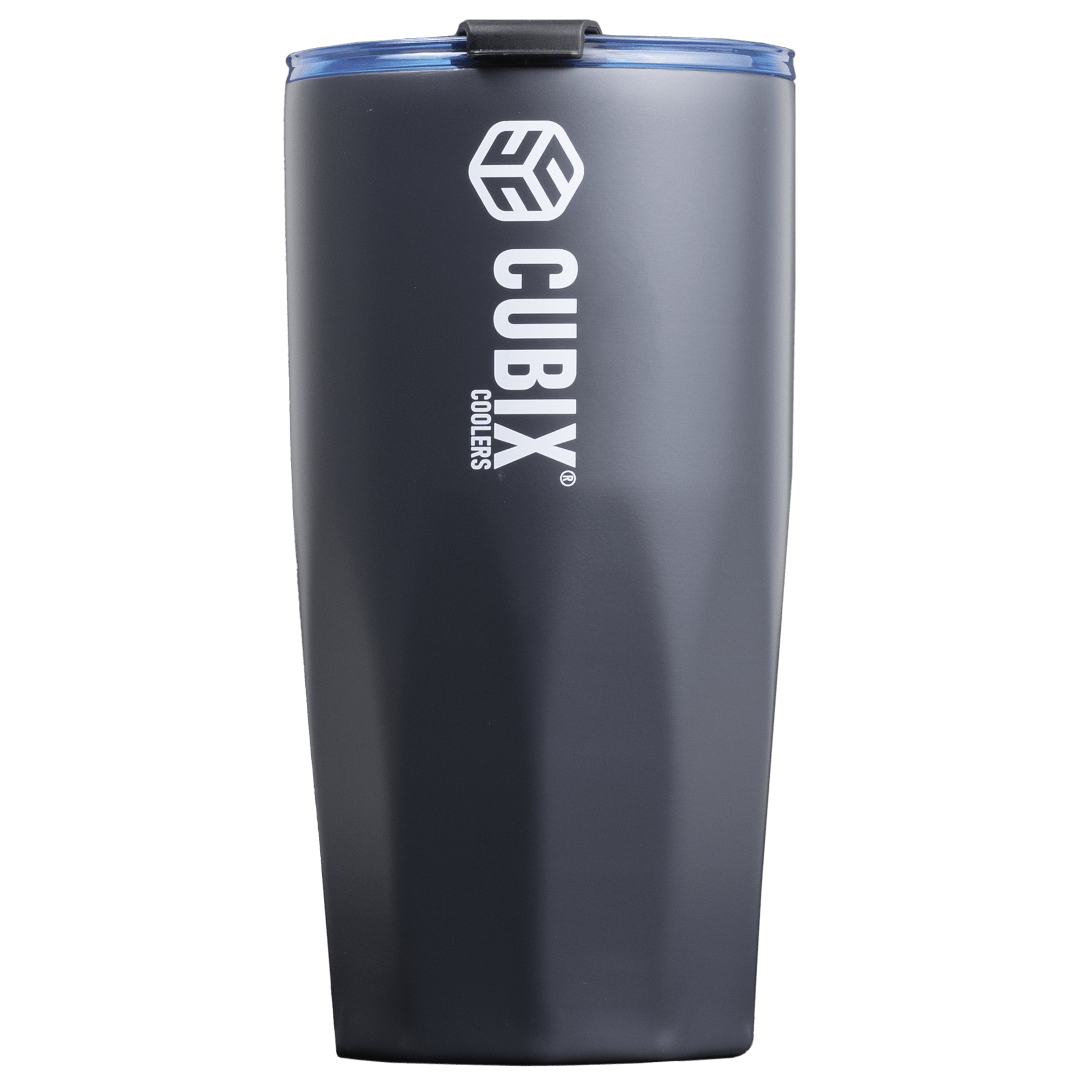Cubix Outdoors 20oz Steel Insulated Tumbler with Dual - Function Lid - Charcoal w/ Blue Lid - Angler's Pro Tackle & Outdoors