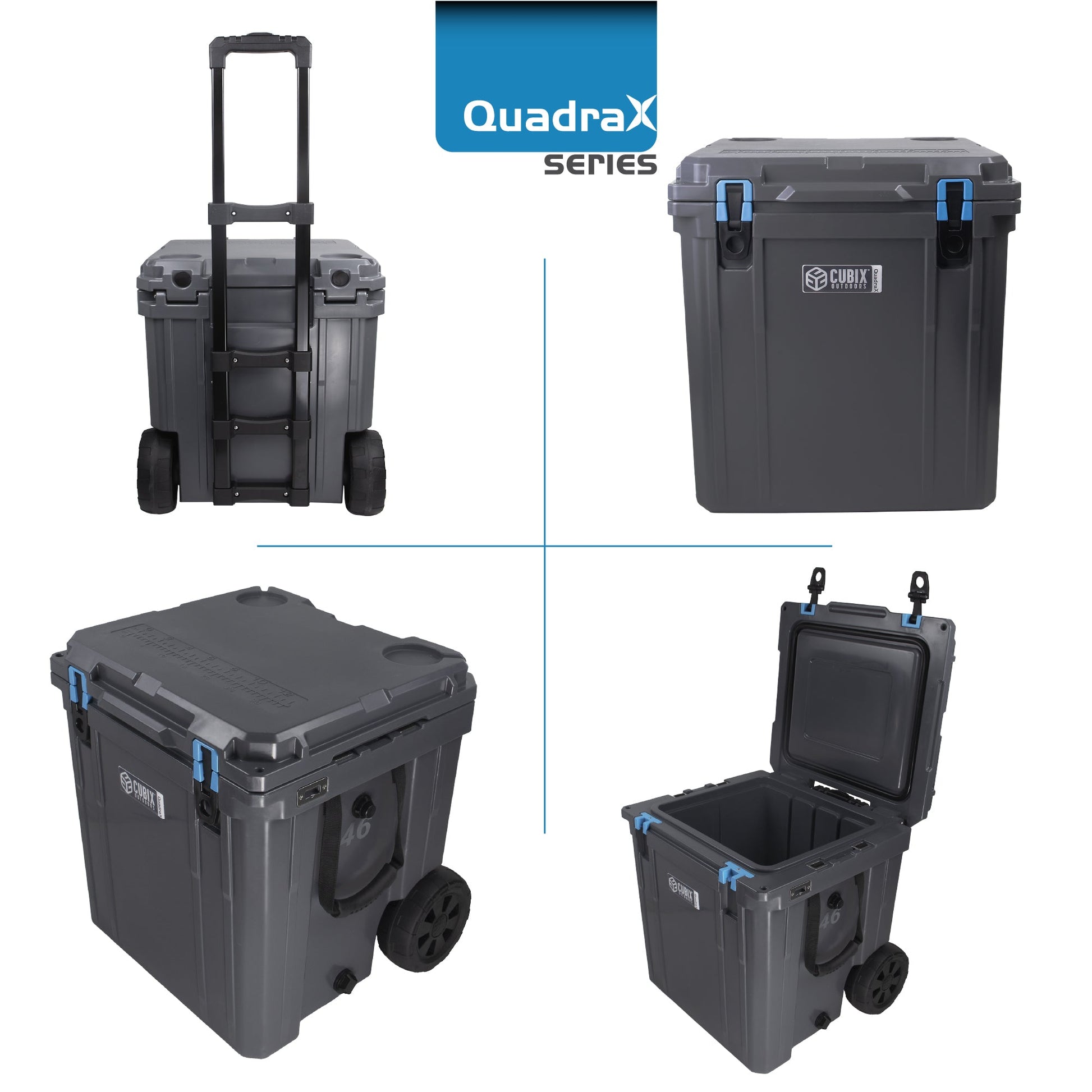 Cubix Outdoors 46 Quart Rotomolded Cooler With Wheels - QuadraX - Angler's Pro Tackle & Outdoors