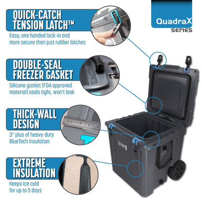 Cubix Outdoors 46 Quart Rotomolded Cooler With Wheels - QuadraX - Angler's Pro Tackle & Outdoors