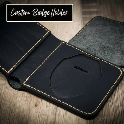 Bull Sheath Leather Badge Bifold Wallet