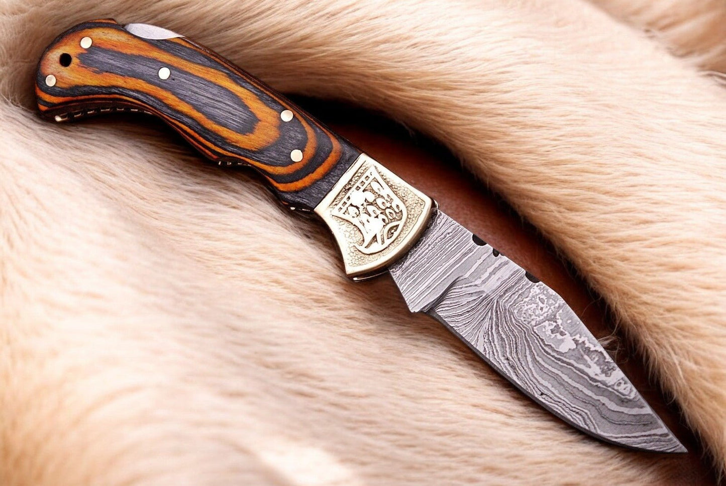Custom Handmade Damascus Pocket Knife with Exotic Wood Handle - Angler's Pro Tackle & Outdoors