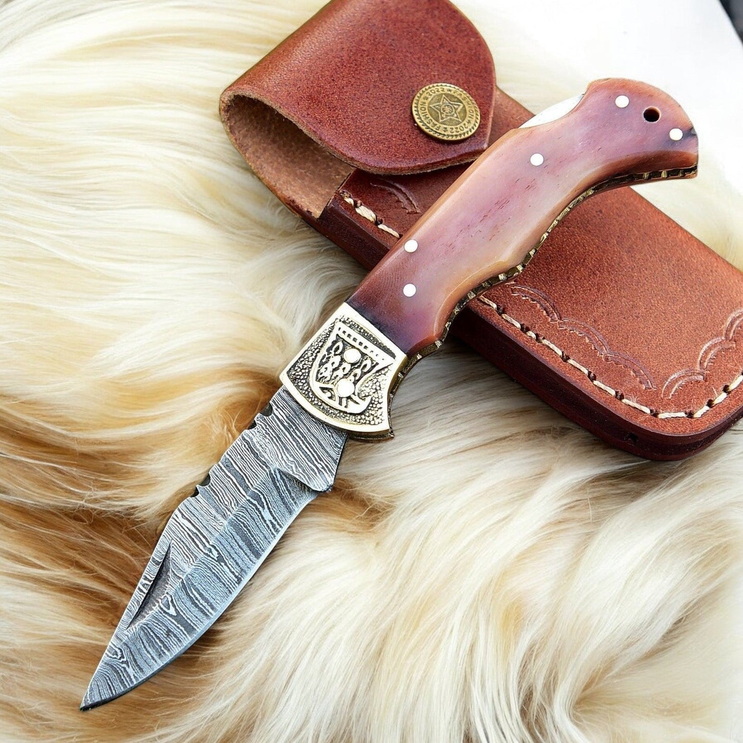 Custom Handmade Damascus Steel Pocket Clip Knife - 3" Blade - Angler's Pro Tackle & Outdoors