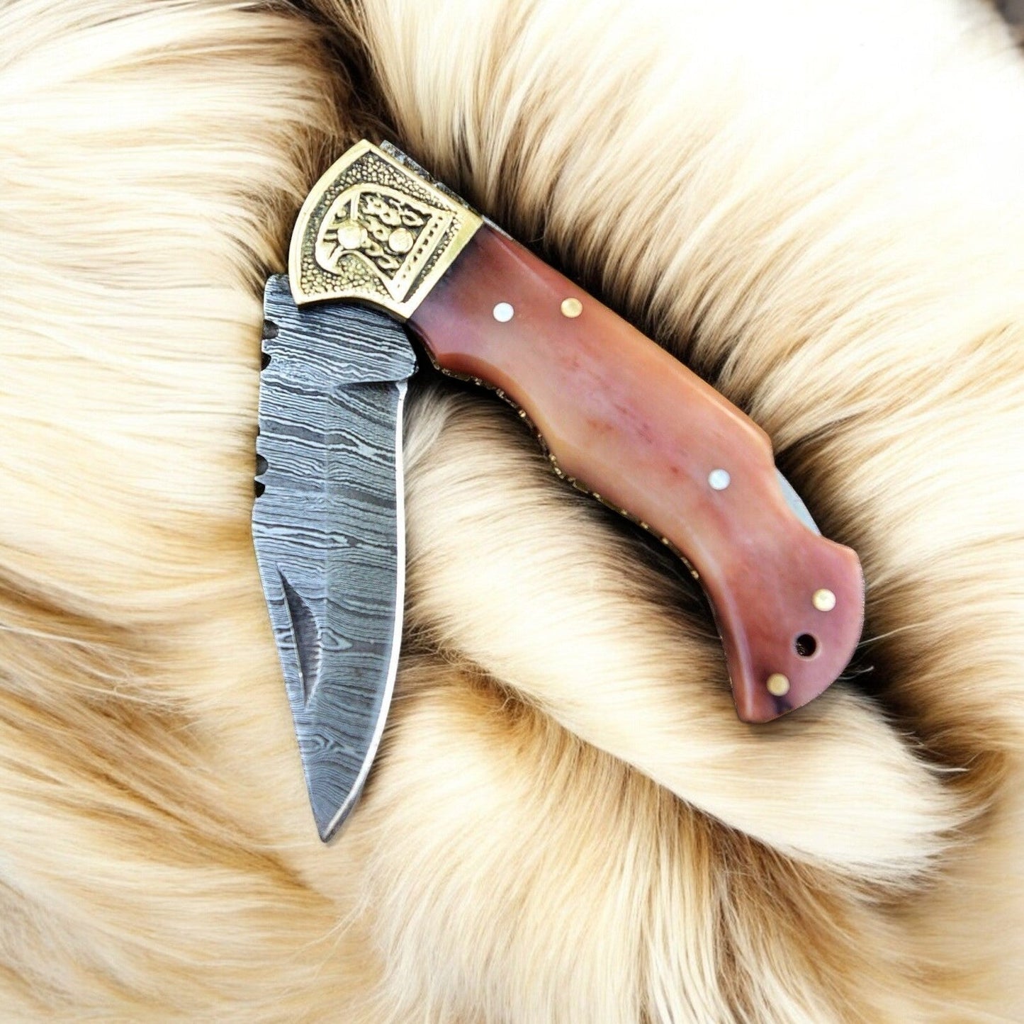 Custom Handmade Damascus Steel Pocket Clip Knife - 3" Blade - Angler's Pro Tackle & Outdoors