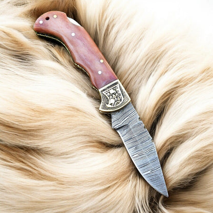 Custom Handmade Damascus Steel Pocket Clip Knife - 3" Blade - Angler's Pro Tackle & Outdoors