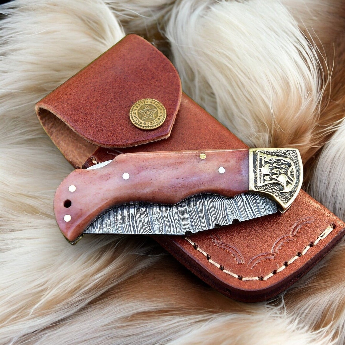 Custom Handmade Damascus Steel Pocket Clip Knife - 3" Blade - Angler's Pro Tackle & Outdoors