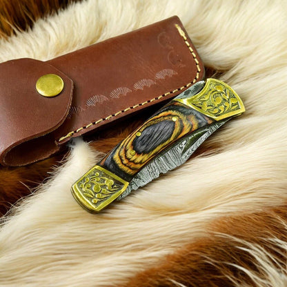 Custom Handmade Damascus Steel Pocket Knife - 3" - Angler's Pro Tackle & Outdoors