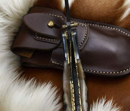 Custom Handmade Damascus Steel Pocket Knife – Sheep Horn - Angler's Pro Tackle & Outdoors