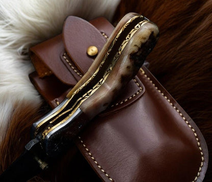 Custom Handmade Damascus Steel Pocket Knife – Sheep Horn - Angler's Pro Tackle & Outdoors