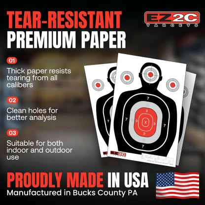 EZ2C Targets #30 Silhouette  12"x18" Paper Shooting Target USA Made