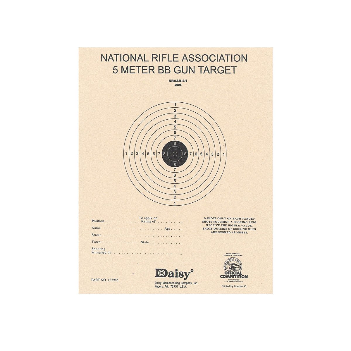 Daisy Official NRA 5-Meter BB Targets - Angler's Pro Tackle & Outdoors