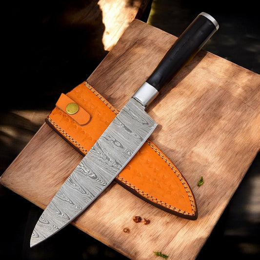 Damascus Knife Store 13" Custom Handmade Chef Knife with Sheath - Angler's Pro Tackle & Outdoors