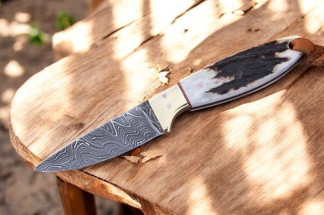 Damascus Knife Store Buckaroo Western Cutlery Knife - Custom Handmade Damascus Steel - Angler's Pro Tackle & Outdoors