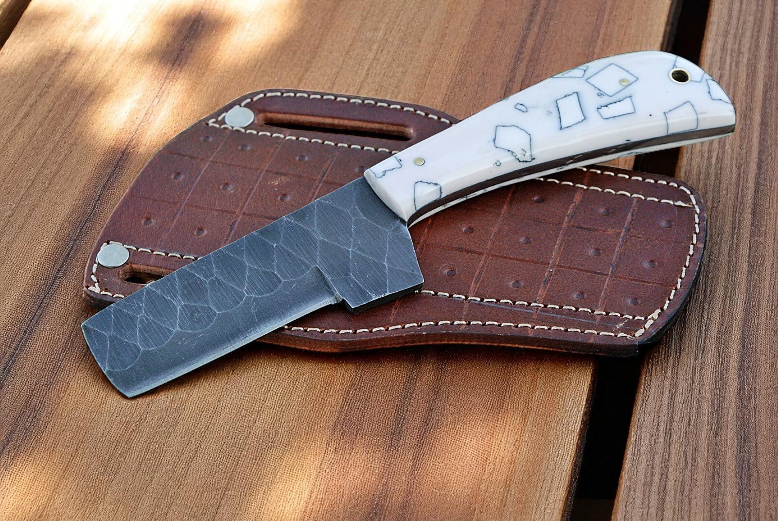 Damascus Knife Store Bull Cutter Knife | Handmade with Resin Handle - Angler's Pro Tackle & Outdoors