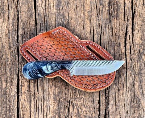 Damascus Knife Store Custom Belt Knife with Epoxy Resin Handle – 8" Rasp Steel - Angler's Pro Tackle & Outdoors