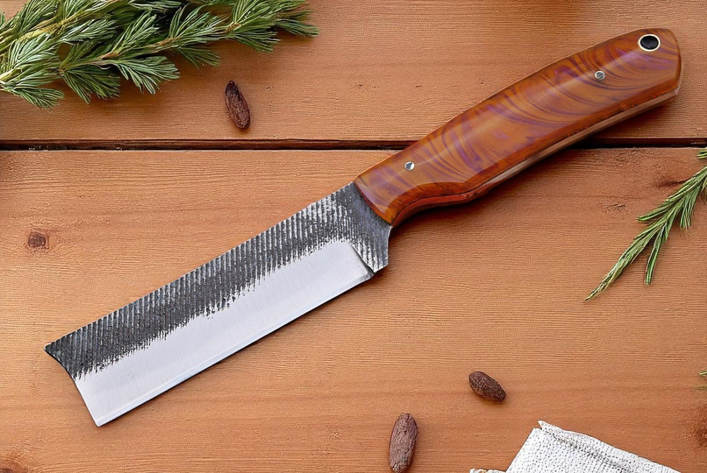 Damascus Knife Store Custom Bull Cutter Knife | Leather Sheath - Angler's Pro Tackle & Outdoors