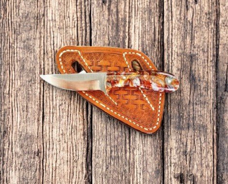 Damascus Knife Store Custom Cowboy Knife with Epoxy Handle & Sheath - Angler's Pro Tackle & Outdoors