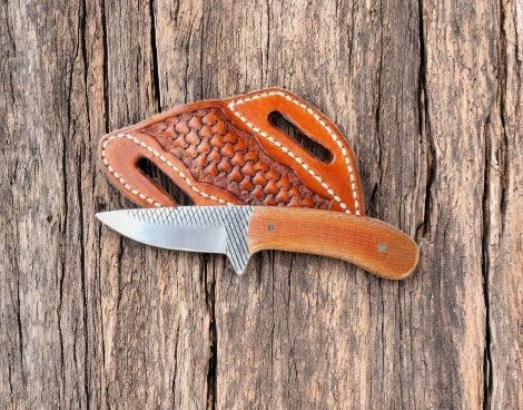 Damascus Knife Store Custom Cowboy Knife with Rasp Steel Blade & Micarta Handle - Angler's Pro Tackle & Outdoors