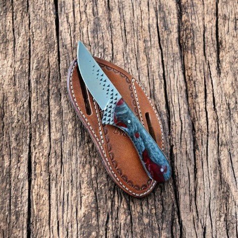 Damascus Knife Store Custom Cowboy Knife with Rasp Steel Blade & Resin Handle - Angler's Pro Tackle & Outdoors