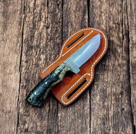 Damascus Knife Store Custom Cowboy Knife with Sheep Horn Handle – 8.5" - Angler's Pro Tackle & Outdoors