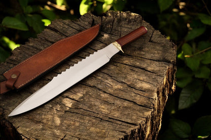 Damascus Knife Store Custom Handmade Bowie Knife - 18" D2 Steel Blade, Rosewood Handle - Angler's Pro Tackle & Outdoors