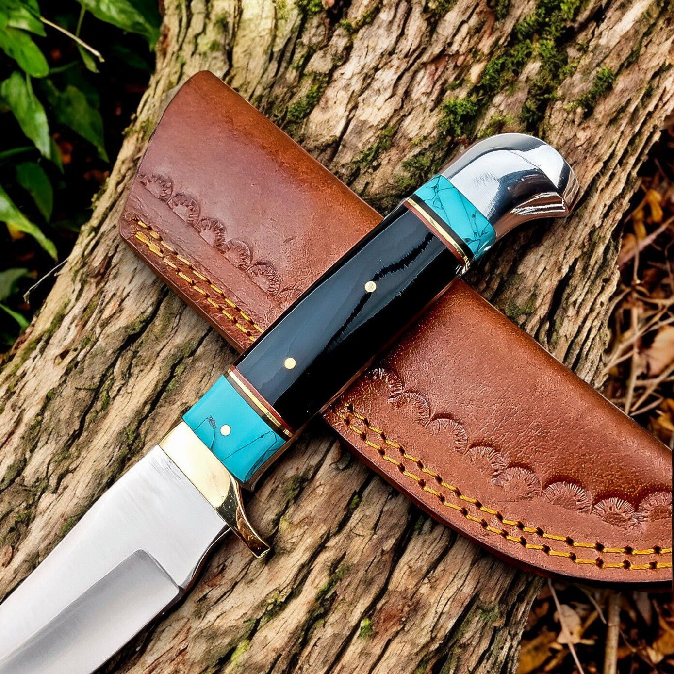 Damascus Knife Store Custom Handmade Bowie Knife – D2 Steel, Epoxy Resin Handle - Angler's Pro Tackle & Outdoors