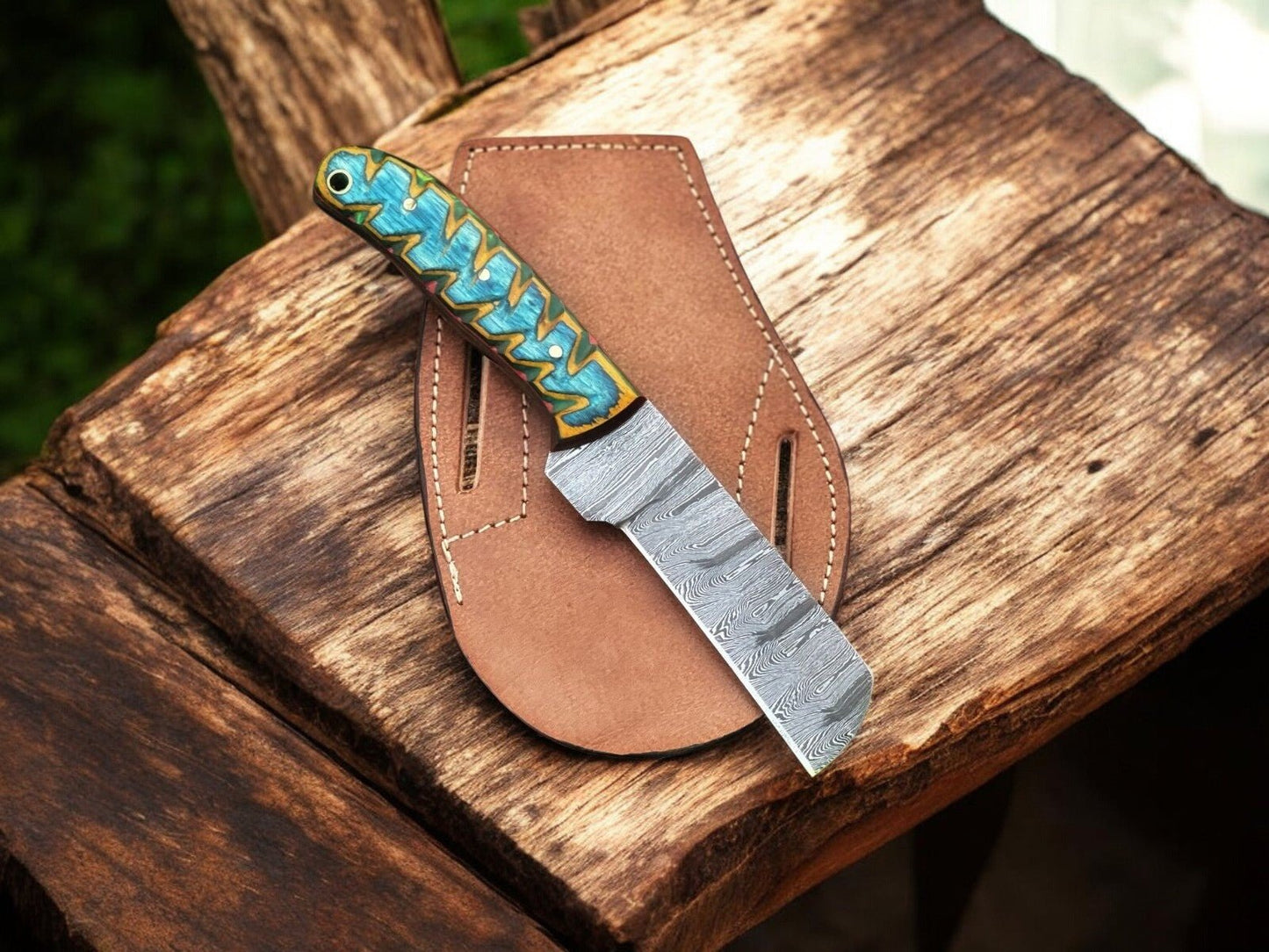 Damascus Knife Store Custom Handmade Bull Cutter Knife – Damascus Steel, 8" - Angler's Pro Tackle & Outdoors