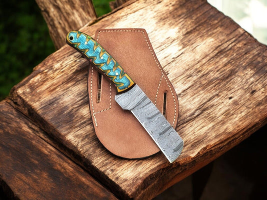 Damascus Knife Store Custom Handmade Bull Cutter Knife – Damascus Steel, 8" - Angler's Pro Tackle & Outdoors