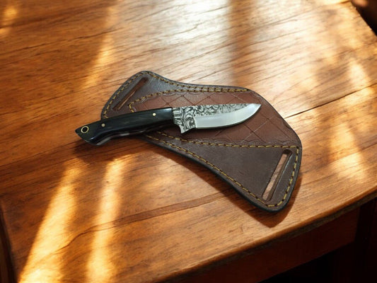 Damascus Knife Store Custom Handmade D2 Steel Belt Knife with Rosewood Handle - Angler's Pro Tackle & Outdoors