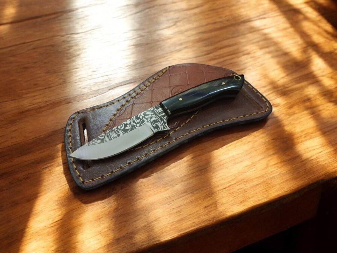 Damascus Knife Store Custom Handmade D2 Steel Belt Knife with Rosewood Handle - Angler's Pro Tackle & Outdoors