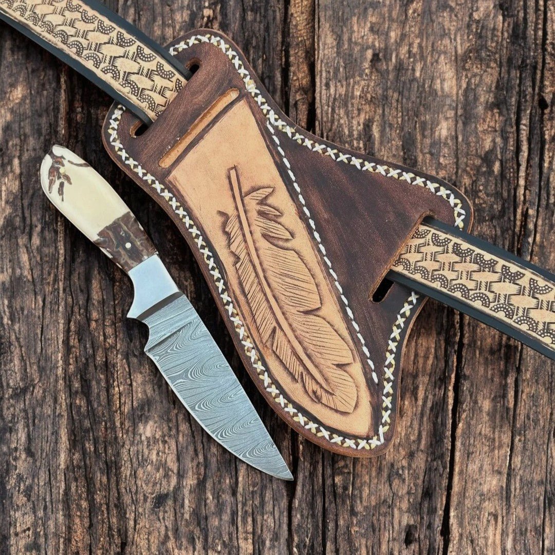 Damascus Knife Store Custom Handmade Damascus Belt Knife – Epoxy Pine Cone - Angler's Pro Tackle & Outdoors