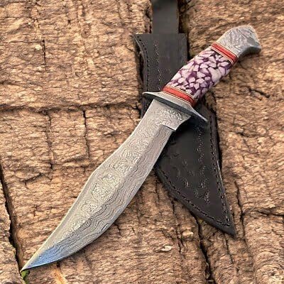 Damascus Knife Store Custom Handmade Damascus Bowie Knife – 15” with Resin Handle - Angler's Pro Tackle & Outdoors