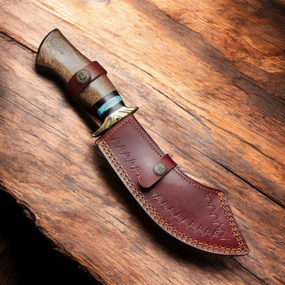 Damascus Knife Store Custom Handmade Damascus Bowie Knife with Rosewood Handle - Angler's Pro Tackle & Outdoors