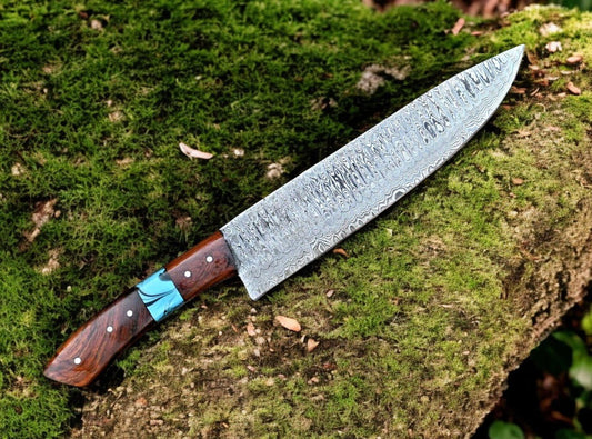 Damascus Knife Store Custom Handmade Damascus Hunting Knife – 13" with Rosewood Handle - Angler's Pro Tackle & Outdoors