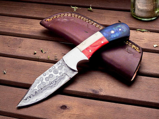Damascus Knife Store Custom Handmade Damascus Hunting Knife 6.25" - Angler's Pro Tackle & Outdoors