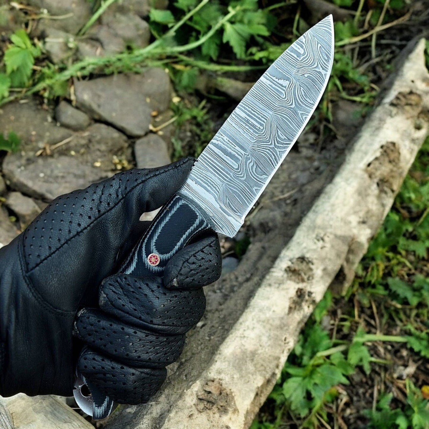 Damascus Knife Store Custom Handmade Damascus Hunting Knife – 9" with Micarta Handle - Angler's Pro Tackle & Outdoors