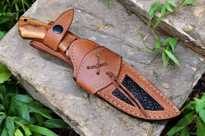 Damascus Knife Store Custom Handmade Damascus Hunting Knife – Olive Wood Handle - Angler's Pro Tackle & Outdoors