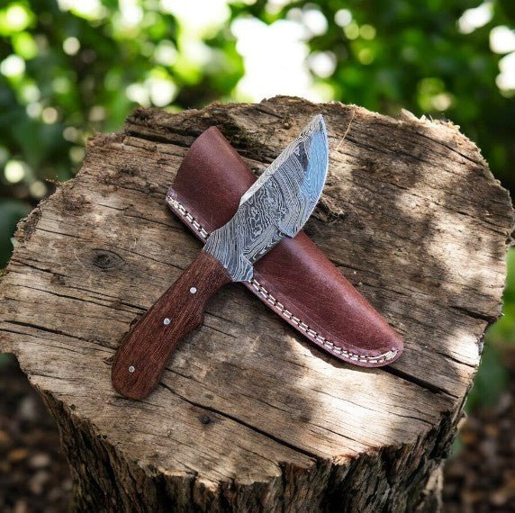 Damascus Knife Store Custom Handmade Damascus Hunting Knife with Rosewood Handle - Angler's Pro Tackle & Outdoors