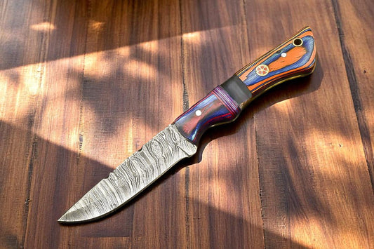 Damascus Knife Store Custom Handmade Damascus Hunting Knife with Sheath - Angler's Pro Tackle & Outdoors