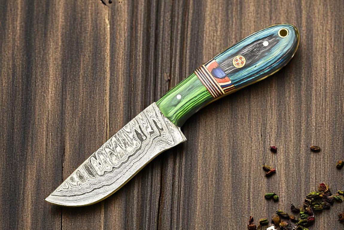 Damascus Knife Store Custom Handmade Damascus Hunting Knife with Sheath - Angler's Pro Tackle & Outdoors