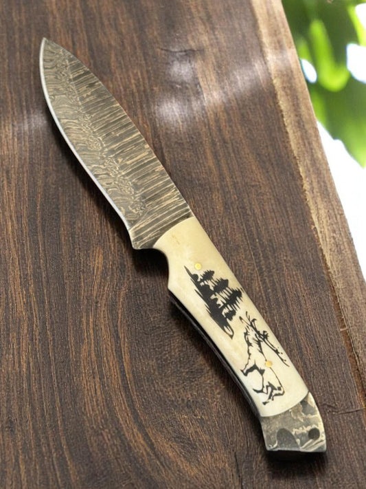 Damascus Knife Store Custom Handmade Damascus Steel Hunting Knife 8" - Angler's Pro Tackle & Outdoors