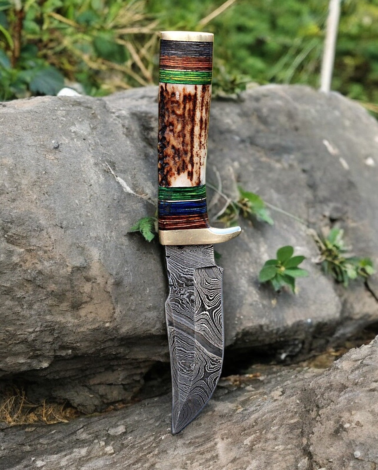 Damascus Knife Store Custom Handmade Hunting Knife – Damascus Steel Blade - Angler's Pro Tackle & Outdoors