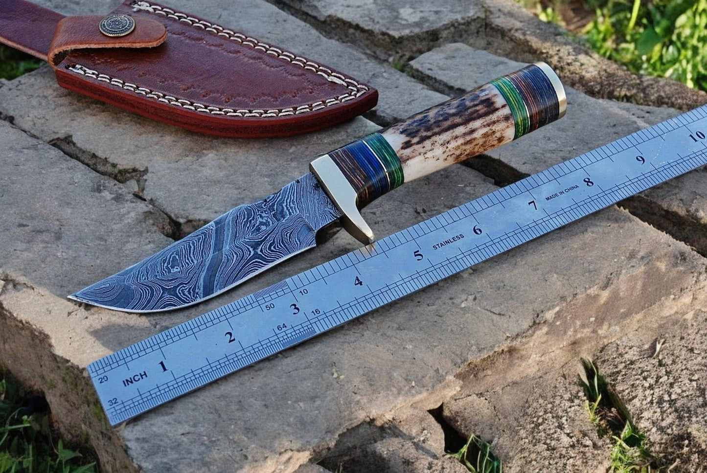 Damascus Knife Store Custom Handmade Hunting Knife – Damascus Steel Blade - Angler's Pro Tackle & Outdoors