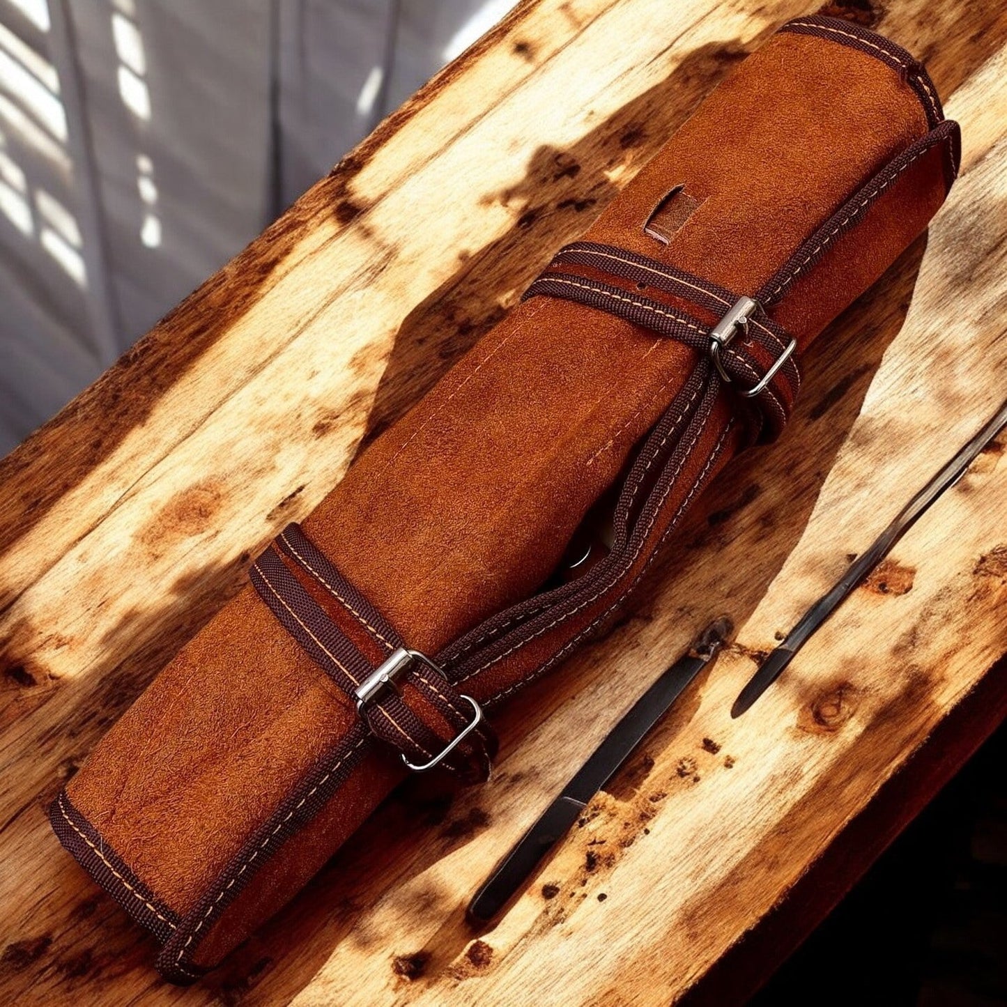 Damascus Knife Store Custom Handmade Kitchen Knives Set – Leather Roll - Angler's Pro Tackle & Outdoors