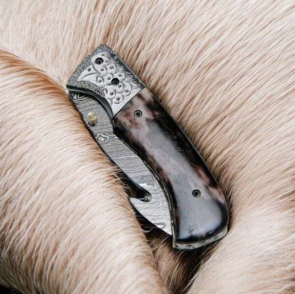 Damascus Knife Store Custom Handmade Pocket Knife – Colored Bone Handle - Angler's Pro Tackle & Outdoors