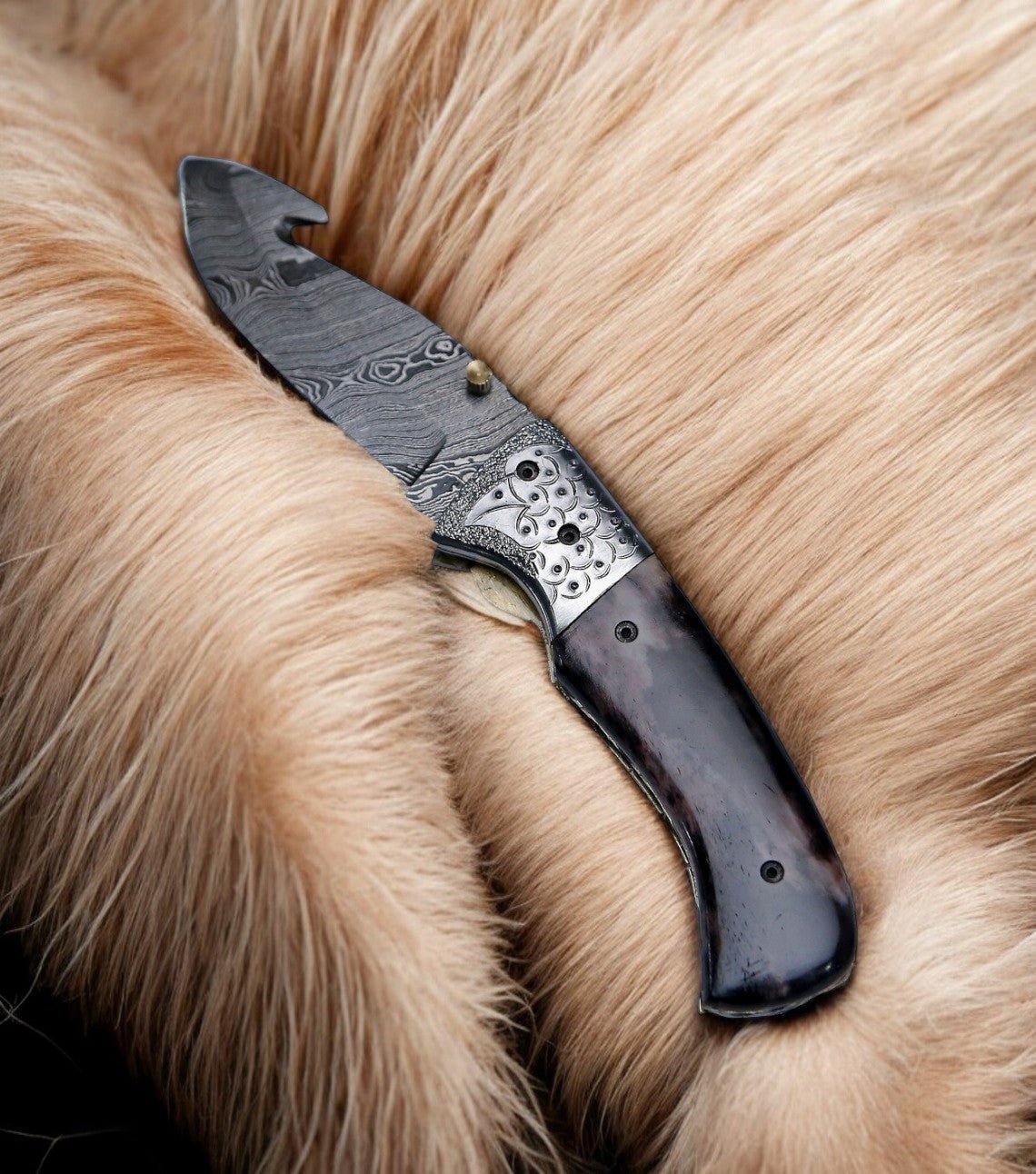 Damascus Knife Store Custom Handmade Pocket Knife – Colored Bone Handle - Angler's Pro Tackle & Outdoors