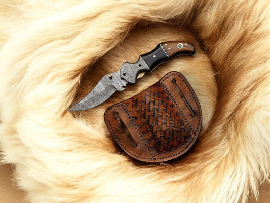 Damascus Knife Store Every Day Carry Knife – 3 inch Blade | bone handle pocket knife - Angler's Pro Tackle & Outdoors