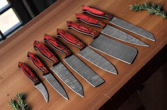 Damascus Knife Store Exotic Wood Kitchen Knives Set – Handmade - Angler's Pro Tackle & Outdoors