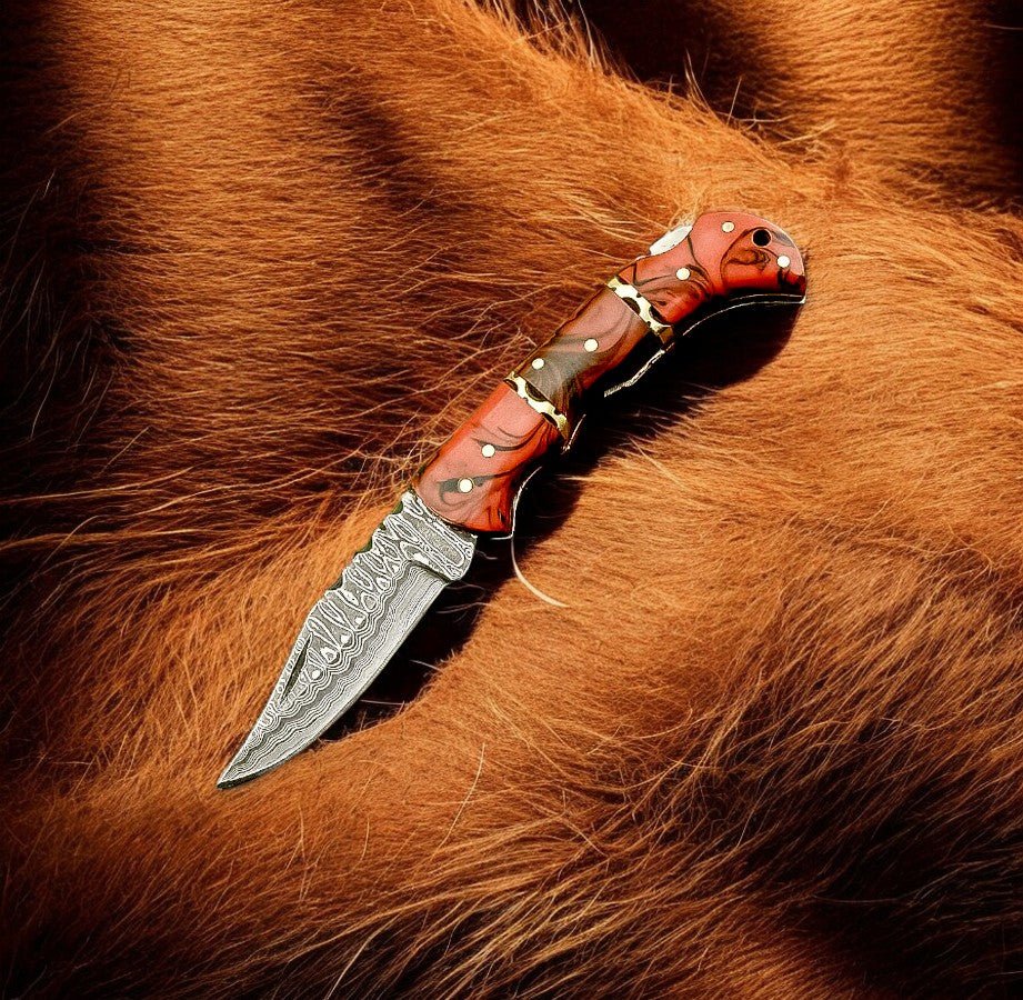 Damascus Knife Store Folding Knife – Epoxy Resin Handle | 3 inch blade - Angler's Pro Tackle & Outdoors