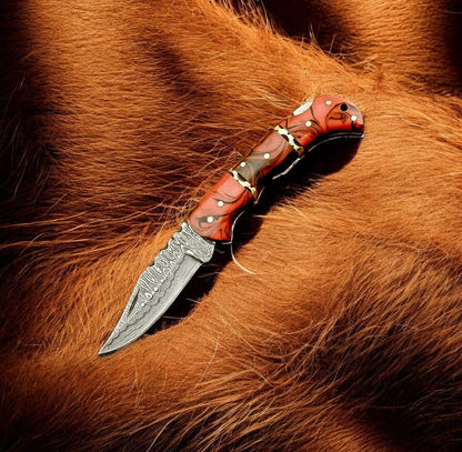 Damascus Knife Store Folding Knife – Epoxy Resin Handle | 3 inch blade - Angler's Pro Tackle & Outdoors